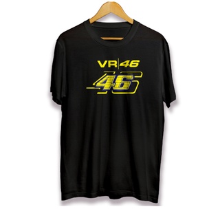 เสื้อยืดแขนสั้น ลายแบรนด์ Rossi VR46 ของแท้ 100% เรียบง่าย สีดํา สําหรับผู้ชาย และผู้หญิง ไซซ์ 30s XL XXL