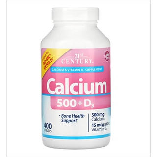 Calcium 500 + D3, 15 mcg (600 IU), 21st Century  แคลเซี่ยม กับ วิตามินดี3