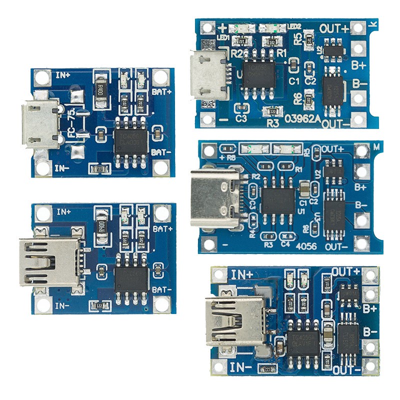 Tp4056 บอร์ดโมดูลชาร์จแบตเตอรี่ลิเธียม Type-c USB 5V 1A 18650 พร้อมฟังก์ชั่นป้องกันคู่