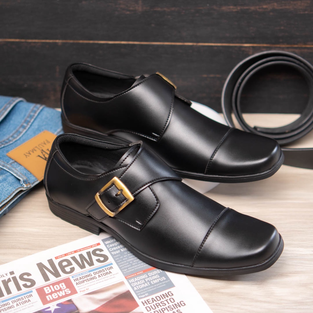 PAULMAY - รองเท้าทํางานทางการสําหรับผู้ชาย Milan 80 - Monk Strap Black