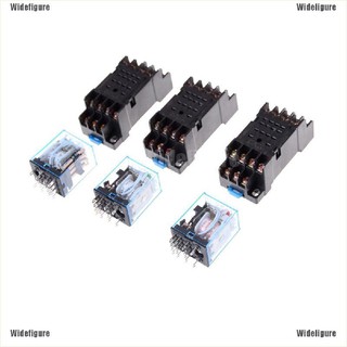 Widefigure my 4nj 12v / 24v / 220v รีเลย์คอยล์เชื่อมต่อ 14 pin 4pdt พร้อม