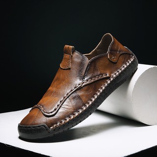 รองเท้าโลฟเฟอร์ หนังวัว แบบแฮนด์เมด ระบายอากาศ น้ำหนักเบา สํ…