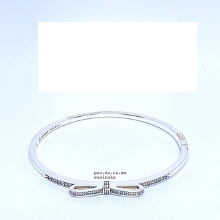 [พร้อมส่ง สินค้าแท้ 💯 ] Pandora กำไลโบว์ size 17แถมกล่อง[Sparkling Bow Bangle Pandora]