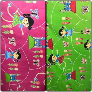ผ้าเมตร ผ้าลายการ์ตูน ผ้าโพลีเยสเตอร์ ผ้าลายเด็กผู้หญิง  ราคาถูก หน้ากว้าง 45 นิ้ว