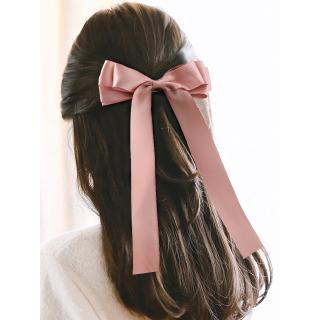 European And American Fabric Solid Color Double-Sided Belt Streamer Bow Long Ribbon Hairpin