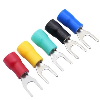 หางปลาแฉกหุ้ม SV2-4 100ตัว/ถุง วัสดุทองแดงแท้ หางปลาก้ามปู แฉกหุ้มฉนวน SV1.25-3.5 SV2-3.5