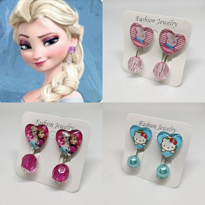 น่ารัก ต่างหูเด็กแบบหนีบลายการ์ตูน ต่างหูเด็ก ต่างหูลายเจ้าหญิง ต่างหูDisney