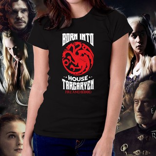 Korean เสื้อยืดแฟชั่น - เกมของบัลลังก์บ้าน Targaryen GOT Tshirt สําหรับผู้หญิง  พิมพ์ลายการ์ตูนอนิเมะ พิมพ์ลายการ์ตูนอนิ