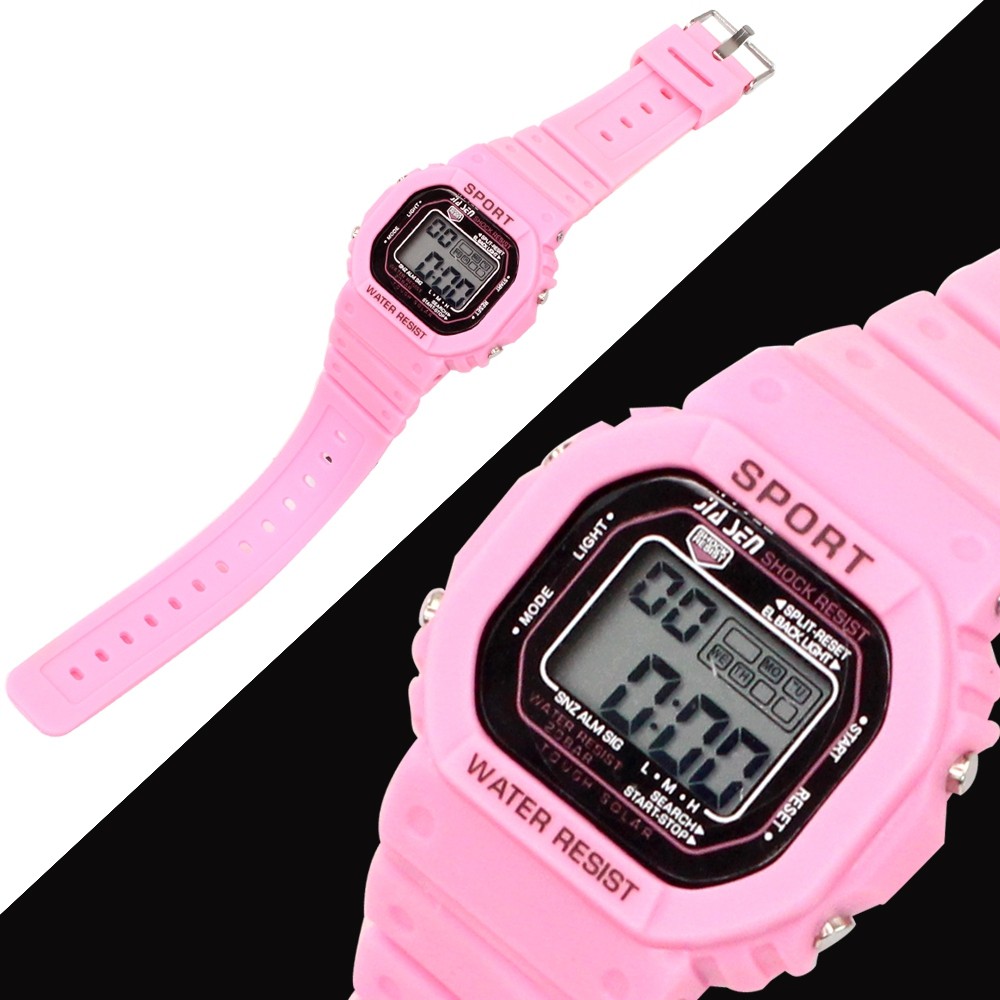 Telecorsa นาฬิกาข้อมือแฟชั่น นาฬิกาผู้หญิง(สีชมพู) รุ่น Pink-plastic-durable-watch-resist-50m-00e-K2