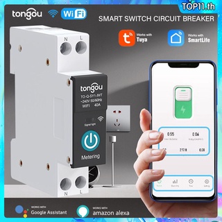 Tuya เบรกเกอร์วงจรอัจฉริยะ WiFi 1P 63A พร้อมตัววัด สําหรับรีโมตคอนโทรลไร้สาย smarthome