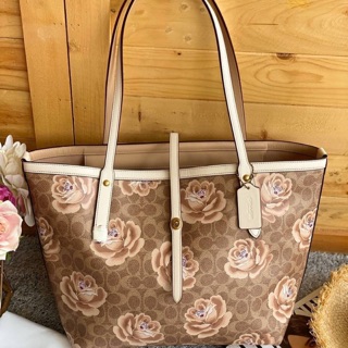 📌MARKET TOTE IN SIGNATURE ROSE PRINT 📌ขนาดปาก กระเป๋า 18" ฐาน 16"  📌shop มีถุงผ้า