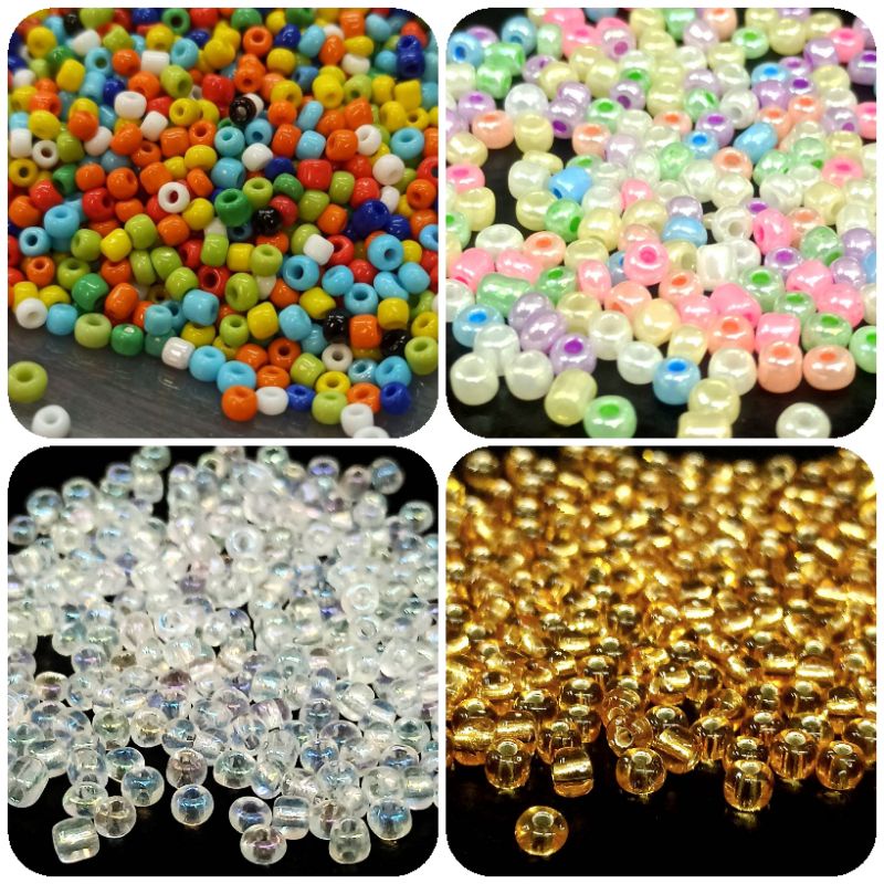 ลูกปัดเม็ดทราย ลูกปัดทรายแก้ว ลูกปัดโนรา คละสี ขนาด 2 มม.,3มม.,4 มม.