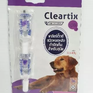 (( 6 แผง มี 12 หลอด)) Cleartix spot on (เคลียร์ติ๊กซ์ สปอต ออน) ผลิตภัณฑ์ป้องกันและกำจัดเห็บหมัดชนิดหยดหลัง