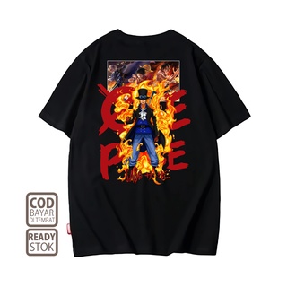 คอตต้อนคอกลมเสื้อยืด พิมพ์ลายอนิเมะ Sabo ONE PIECE 0055 ALVACOTH สไตล์ญี่ปุ่นS-5XL