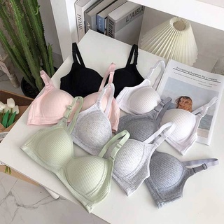 Bra เสื้อชั้นในไร้โครง​ผ้าฝ้ายสไตล์ญี่ปุ่น 6สีน่ารัก บราไร้โครงเพื่อ สุขภาพ บราไม่มีโครง