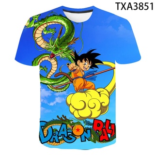 เสื้อยืดแขนสั้นพิมพ์ลายการ์ตูน Dragon Ball แฟชั่นฤดูร้อนสําหรับเด็ก