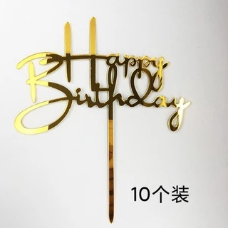 อะคริลิค 50 แบบ 10 ชิ้น / แพ็ค ​ป้ายปักหน้าเค้กวันเกิด ทรงกลม รูปตัวอักษร Happy Birthday น่ารัก สําหรับตกแต่งเค้ก ขนมหวาน ปาร์ตี้วันเกิด