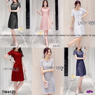 TwinsShopVip💗พร้อมส่ง TW4120 เดรสลูกไม้ต่อกระโปรงทรงครอป