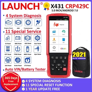 【จัดส่งวันเดียวกัน】 Launch X431 CRP429C OBD OBD2 เครื่องสแกนโค้ด สําหรับวินิจฉัย 4 ระบบ และฟังก์ชั่นรีเซ็ต 11 CRP429 CRP129 อัปเกรดฟรีสองปี  Lifetime free upgrades