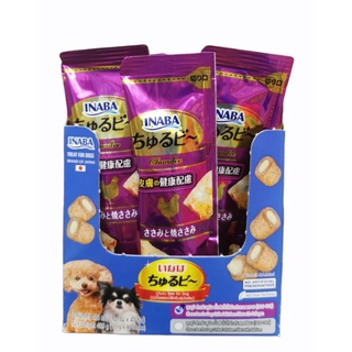 Inaba​ QDS-73T (ขายยกกล่อง40ชิ้น)Churu Bee For​ dog​ 10g. มินิโรลสอดใส้ครีมสุนัขเลีย​ รสเนื้อสันในไก่ย่างกับคอลลาเจน