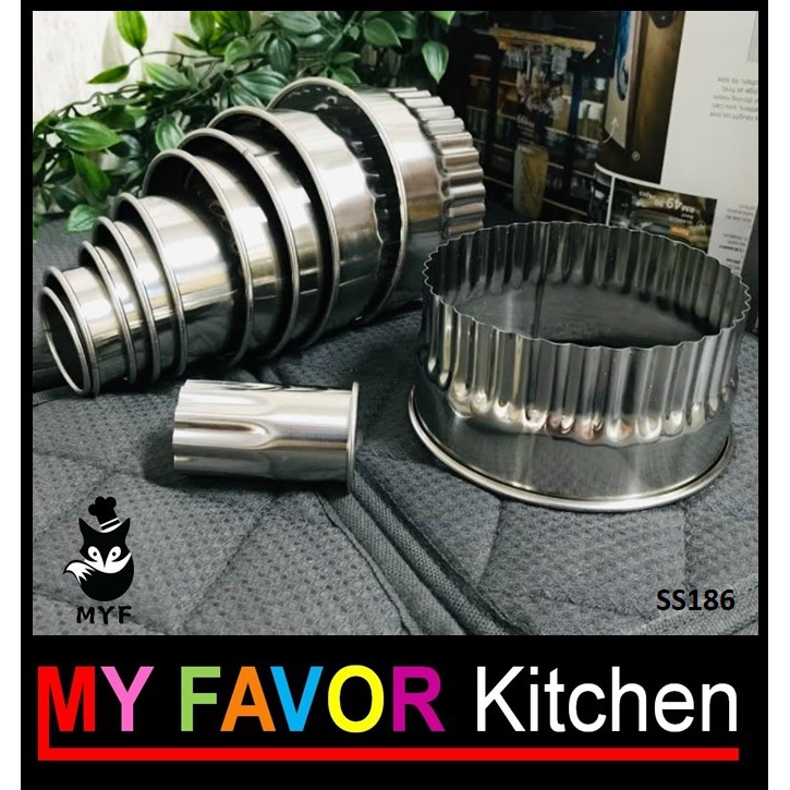 ชุดตัดคุกกี้สแตนเลส 12 ชิ้น, ชุดเครื่องตัดขอบ Biskut Grooved Curve SS186