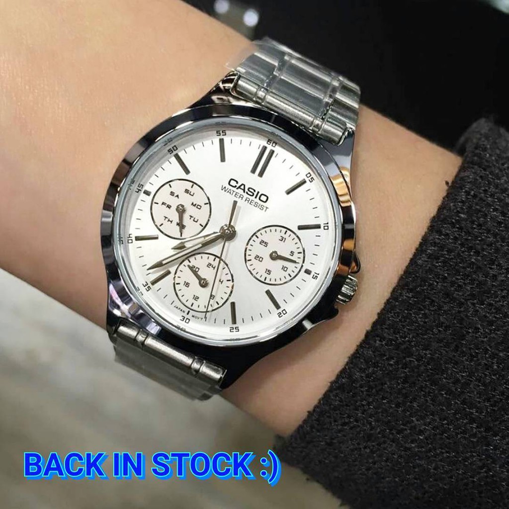 นาฬิกาข้อมือผู้ชาย สายแสตนเลส รุ่น MTP-V300D-7A หน้าปัดสีขาว - มั่นใจ ของแท้ 100% รับประกันศูนย์ CMG 1 ปีเต็ม