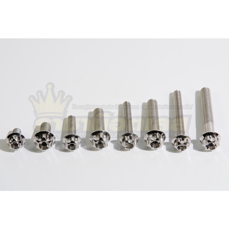 น๊อตเลสหัวเฟือM6x10-6x80หัว(ไขประแจเบอร์ 8) ลายหัวเฟือง ราคาตัวละ