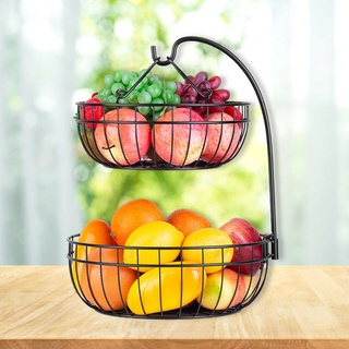 Fruit Basket ชั้นวางผักผลไม้ ตะกร้าผลไม้ เหล็ก 30x30x43 cm สีดำ ST211033