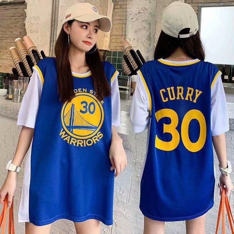 เสื้อบาสเก็ตบอล NBA ทีม Golden State Warriors เบอร์ 30 Curry แขนสั้น ทรงหลวม สำหรับผู้หญิง