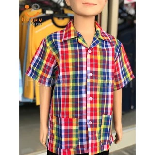 เสื้อวัฒนธรรม คอปกตาสก็อตเด็ก ผู้ใหญ่ ใส่ไปโรงเรียนได้ เนื้อผ้าเกรดดี สีสวย ราคาถูก