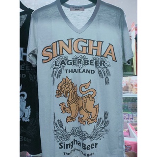 เสื้อยืดคอวีลายสืงห์ผ้าบางเฉียบ5 สีสวยอก40"ยืดได้อีก