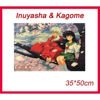 Inuyasha  Inuyasha &amp; Kagome วอลเปเปอร์ลายการ์ตูนอนิเมะสําหรับตกแต่งผนังห้อง 35x50 ซม.