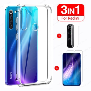 3In1 เคสกระจกนิ่มป้องกันเลนส์กล้องสําหรับ Xiaomi Redmi Note 8T Redmi Note 8 Pro 9S 9 10S 10 Pro Max 10T 5G 9A 9C