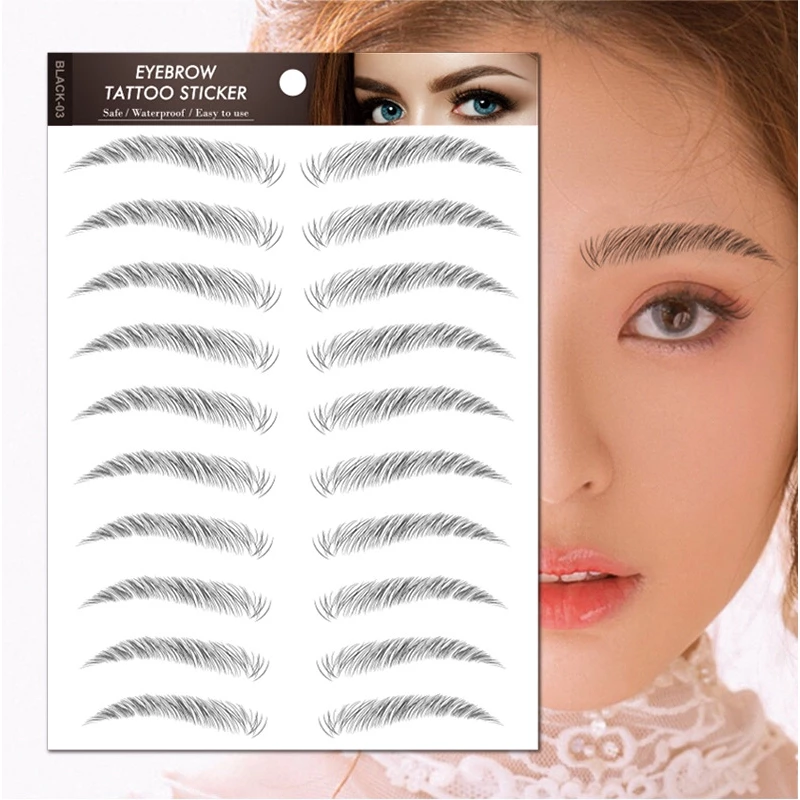 สติกเกอร์สักคิ้ว มหัศจรรย์ 6d สีน้ำตาล สีดํา กันน้้ำ ติดทนนาน