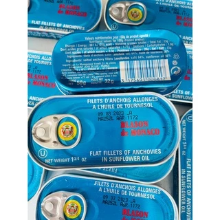 ปลาแองโชวี่ ดองในน้ำมันทานตะวัน ขนาด 50 กรัม Anchovies In Soya Oil 50 g BLASON DE MONACO
