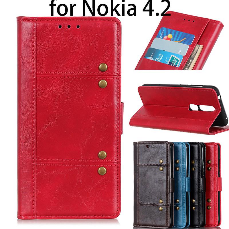 Nokia 4.2 / 7 / 8 / 6.1 plus Luxury กระเป๋าสตางค์ กรณีป้องกัน pu leather + TPU  Flip cover ฝาครอบป้องกัน หุ้ม เคส