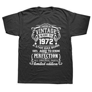 เสื้อยืดผ้าฝ้ายพิมพ์ลายคลาสสิก เสื้อยืดแขนสั้น คอกลม พิมพ์ลาย Made Vintage In 1972 สําหรับผู้ชาย