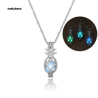 RichS_Hollow Pineapple Luminous Pendant Cage Chain Necklace Party Women Jewelry Gift