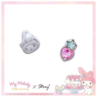 Sanrio Sanrio Melody MyMelody สตรอเบอร์รี่ คริสตัล เพชร เงินสเตอร์ลิง ต่างหู สีขาว K ทอง HelloKitty  Kitty Melody  Kuromi  Cinnamoroll  LittleTwinStars  Pochacco  PompomPurin  BADBADTZ-MARU  Tuxedo Sam  Kero Kero Keroppi