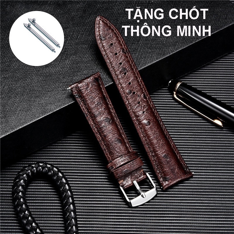 (สีน้ําตาล) สายนาฬิกาหนัง Ol-p8024 PREMIUM OSTRICH พร้อม SMART LATCH