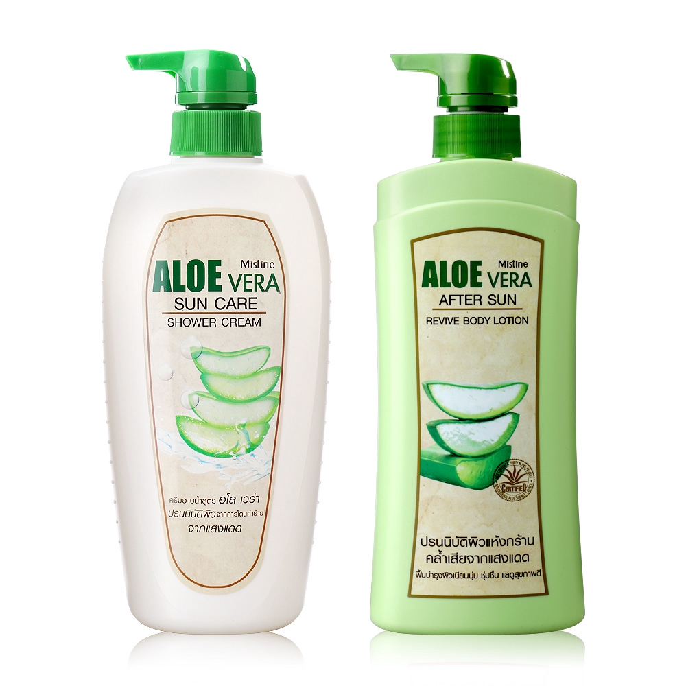 Mistine Set 2 Items Aloe Vera After Sun Body Repair Body Lotion 400ml + Aloe Vera Sun Care Shower 50