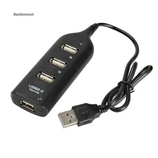 【 RB 】 อะแดปเตอร์ซ็อกเก็ต 4 พอร์ต Splitter USB 2.0 High Speed Black Mini Hub สำหรับ Laptop PC