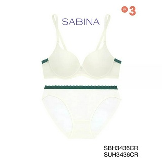 Sabina (เซ็ตชุดชั้นใน) มีโครง รุ่น Soft Doomm รหัส SBH3436CR+SUH3436CR  สีครีม