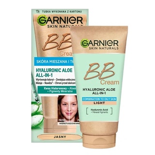 Garnier BB Cream Hyaluronic Aloe All In 1 Jasny 50ml บีบีครีมผสมกันแดดเนื้อบางเบาพร้อมการบำรุงผิวหน้าสูตรพิเศษ