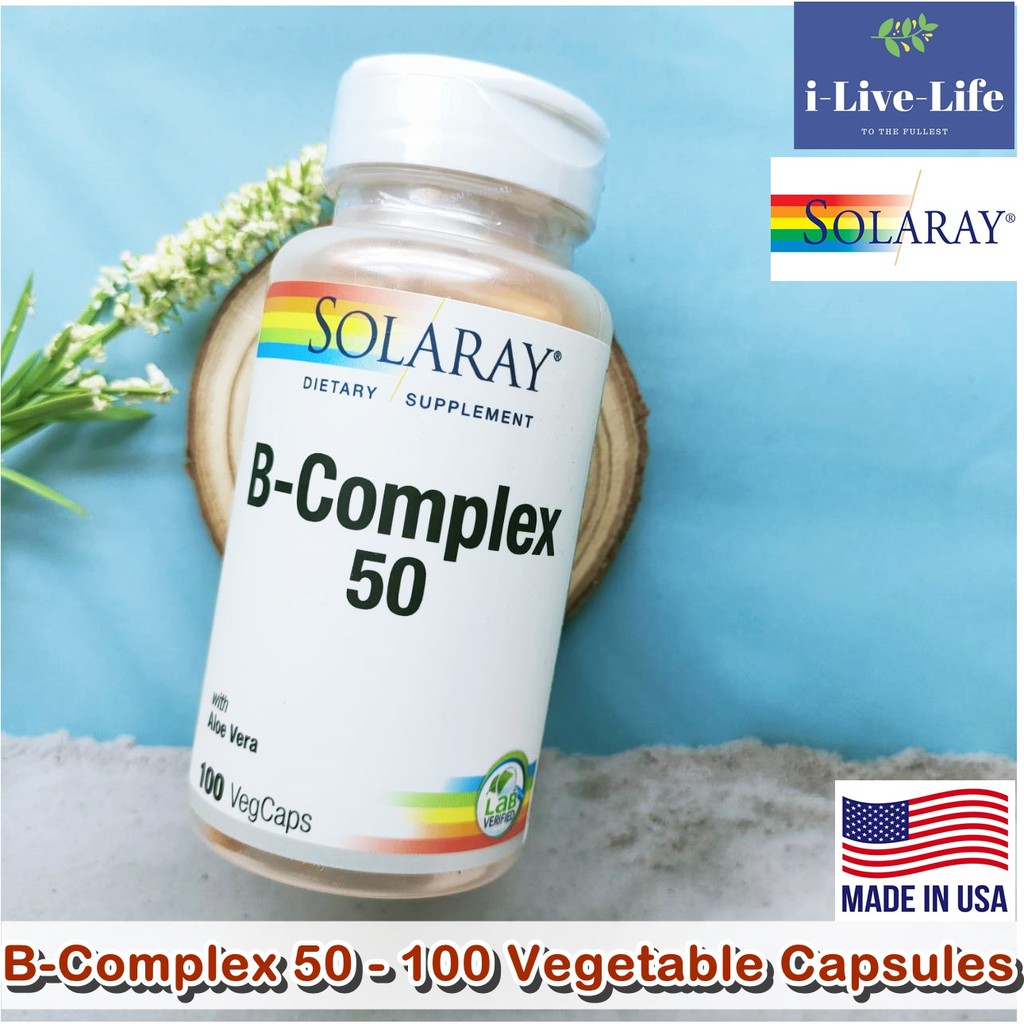 วิตามินบี B-Complex 50 - 100 Vegetable Capsules - Solaray
