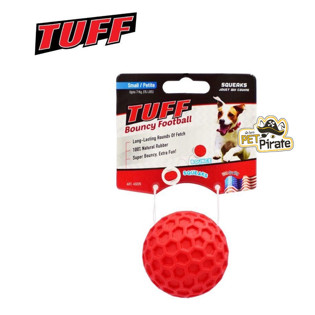 TUFF Bouncy Football ของเล่นสุนัข ลูกฟุตบอลเสียงดังปี๊บๆ คาบง่าย กัดง่าย ยางนิ่ม