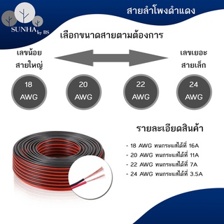 สายไฟ แดงดำ ดำแดง 24 22 20 18 awg (0.2 0.3 0.5 0.75) ทองแดง สายลำโพง สายไฟคู่ เครื่องเสียง car audio