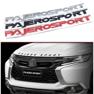 โลโก้ตัวอักษร มิตซูบิชิ ปาเจโร่สปอร์ต แต่งฝากระโปรงหน้ารถ ดำ The MITSUBISHI PAJERO SPORT 3D logo Front hood EMBLEM BLACK