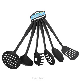 6pcs Home Heat Resistant Spoon Kitchen Tools Easy Clean With Holes Turner Spaghetti Server Cooking Utensil Set