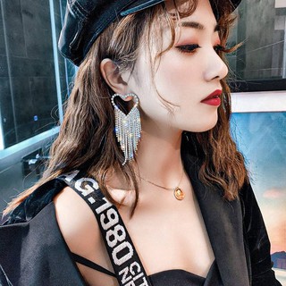 พร้อมส่ง ต่างหูหัวใจพู่ระย้า S925